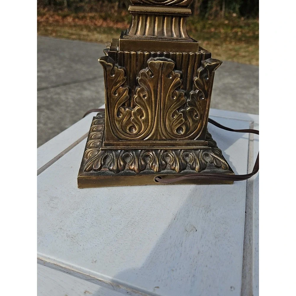 Vintage 1960s Neoclassical Brass Lamp With A Corinthian Column